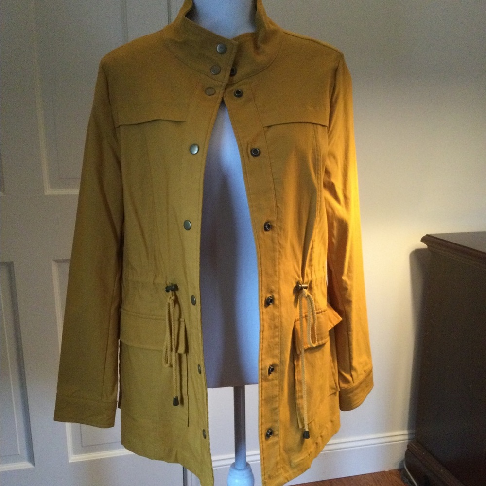 Eden Society jacket snap front adjustable waist. Size L
